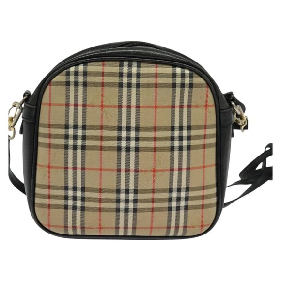 Burberrys Nova Check Shoulder Bag Canvas Beige Gold Authentic - Picture 9 of 13